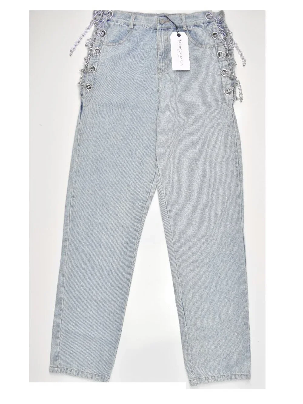 Nichole Lynel Chain Embellished High Rise Jeans NEW - L